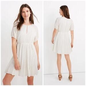 NWT Madewell Eyelet Tassel-Tie Mini Dress Lighthouse White AL321 Size 8